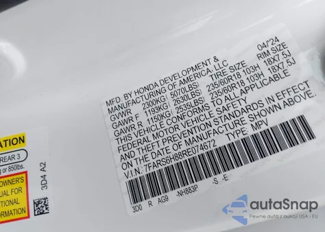 2024 Honda Cr-V Hybrid Sport-L из США, поврежденный, VIN 7FARS6H88RE074672